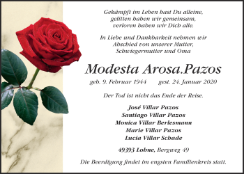 Anzeige von Modesta Arosa.Pazos von OM-Medien