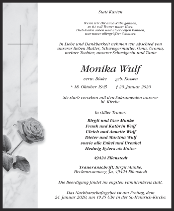 Anzeige von Monika Wulf von OM-Medien