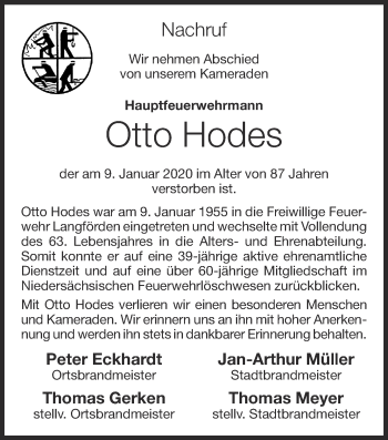 Anzeige von Otto Hodes von OM-Medien