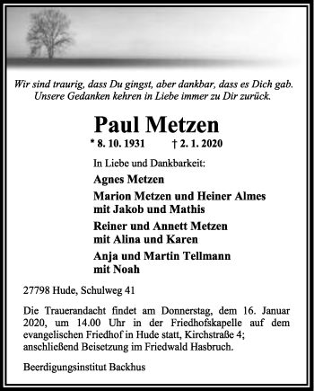 Anzeige von Paul Mertzen von OM-Medien