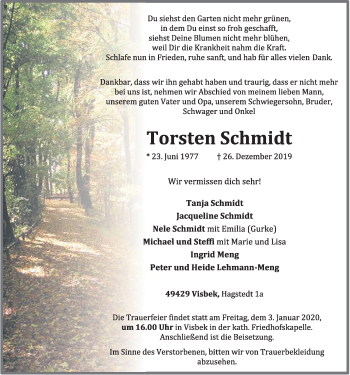 Anzeige von Torsten Schmidt von OM-Medien