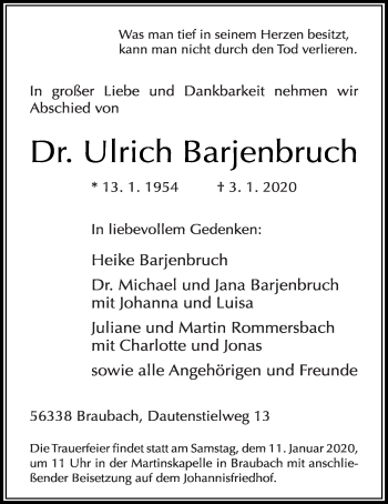 Anzeige von Ulrich Barjenbruch von OM-Medien