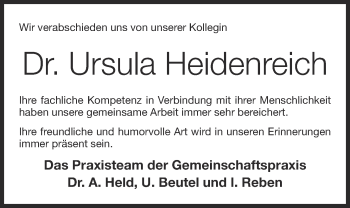 Anzeige von Ursula Heidenreich von OM-Medien