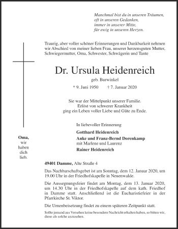 Anzeige von Ursula Heidenreich von OM-Medien