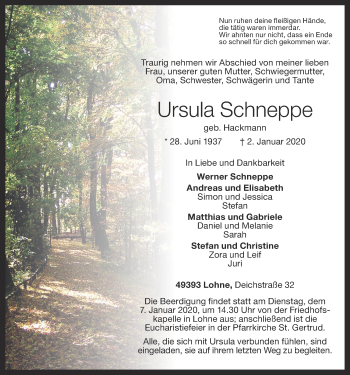 Anzeige von Ursula Schneppe von OM-Medien
