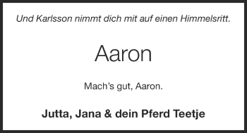 Anzeige von Aaron Holthaus von OM-Medien