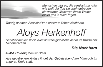 Anzeige von Aloys Herkenhoff von OM-Medien