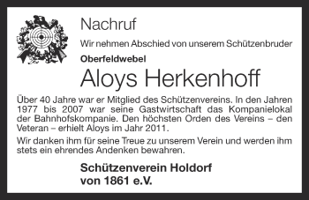 Anzeige von Aloys Herkenhoff von OM-Medien