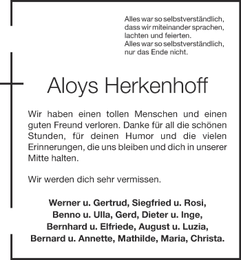 Anzeige von Aloys Herkenhoff von OM-Medien