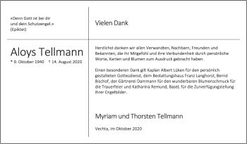 Anzeige von Aloys Tellmann von OM-Medien