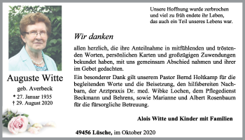 Anzeige von Auguste Witte von OM-Medien