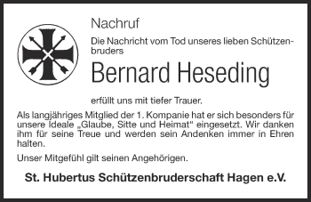Anzeige von Bernard Heseding von OM-Medien