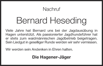 Anzeige von Bernard Heseding von OM-Medien