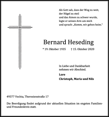 Anzeige von Bernard Heseding von OM-Medien