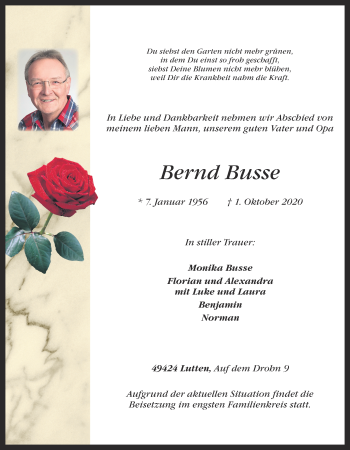 Anzeige von Bernd Busse von OM-Medien