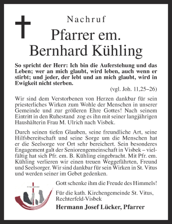 Anzeige von Bernhard Kühling von OM-Medien