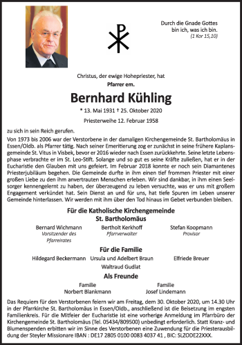 Anzeige von Bernhard Kühling von OM-Medien