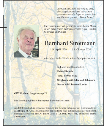 Anzeige von Bernhard Strotmann von OM-Medien