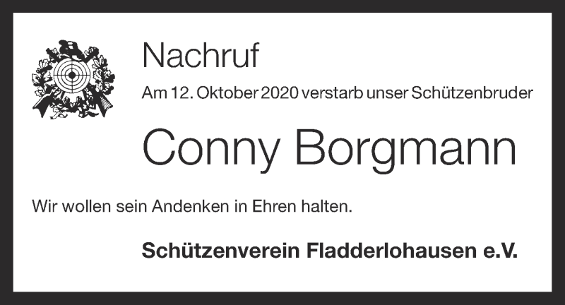  Traueranzeige für Conny Borgmann vom 30.10.2020 aus OM-Medien