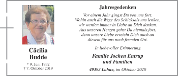 Anzeige von Cäcilia Budde von OM-Medien