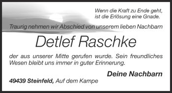 Anzeige von Detlef Raschke von OM-Medien