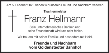 Anzeige von Franz Hellmann von Oldenburgische Volkszeitung