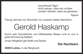 Anzeige von Gerold Haskamp von OM-Medien