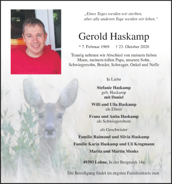 Anzeige von Gerold Haskamp von OM-Medien