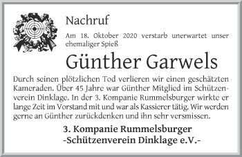 Anzeige von Günther Garwels von OM-Medien