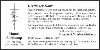 Anzeige von Hanni Südkamp von OM-Medien