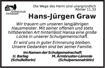 Anzeige von Hans-Jürgen Graw von OM-Medien