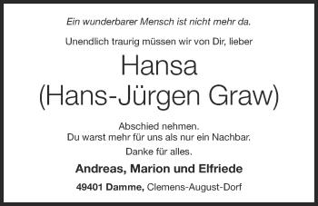 Anzeige von Hans-Jürgen Graw von OM-Medien