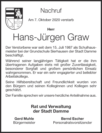 Anzeige von Hans-Jürgen Graw von OM-Medien
