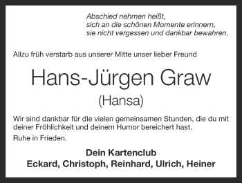 Anzeige von Hans-Jürgen Graw von OM-Medien