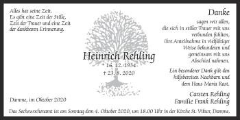 Anzeige von Heinrich Rehling von OM-Medien