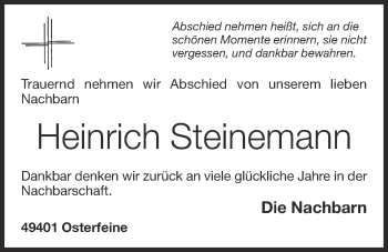 Anzeige von Heinrich Steinemann von OM-Medien