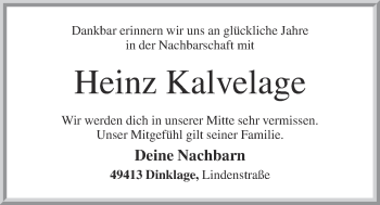 Anzeige von Heinz Kalvelage von OM-Medien