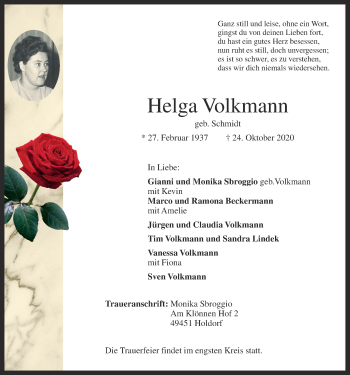 Anzeige von Helga Volkmann von OM-Medien