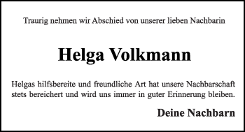 Anzeige von Helga Volkmann von OM-Medien