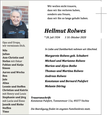 Anzeige von Hellmut Rolwes von OM-Medien