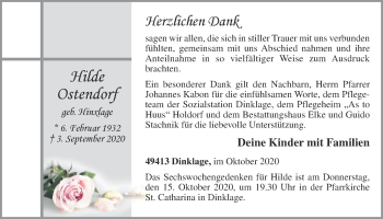 Anzeige von Hilde Ostendorf von OM-Medien