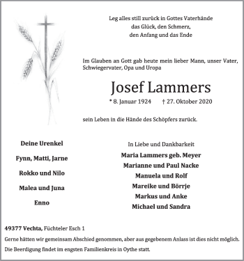 Anzeige von Josef Lammers von OM-Medien