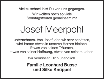 Anzeige von Josef Meerpohl von OM-Medien
