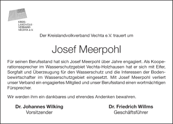 Anzeige von Josef Meerpohl von OM-Medien