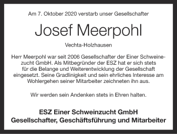 Anzeige von Josef Meerpohl von OM-Medien