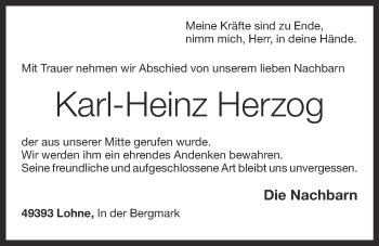 Anzeige von Karl-Heinz Herzog von OM-Medien