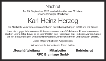 Anzeige von Karl-Heinz Herzog von OM-Medien
