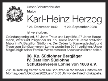 Anzeige von Karl-Heinz Herzog von OM-Medien