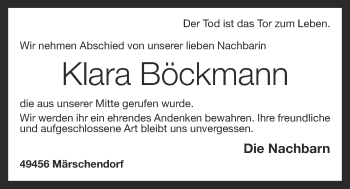 Anzeige von Klara Böckmann von OM-Medien