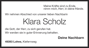 Anzeige von Klara Scholz von OM-Medien